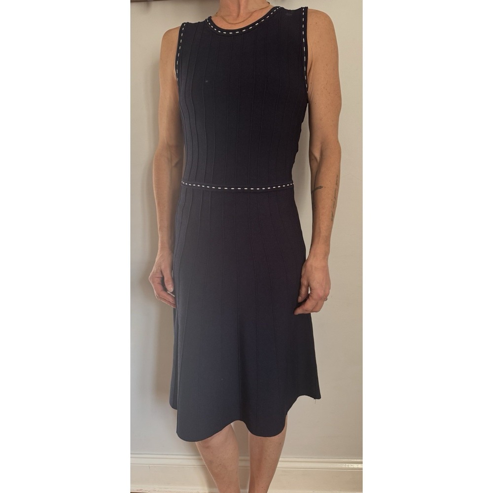 Banana‎ Republic Navy Sleeveless Ponte Knit Fit & Flare Dress Sz Xs Luxury Knit